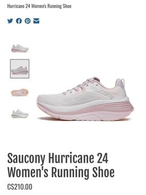 Saucony Women's Hurricane 24 Running Shoe - Light Pink/White